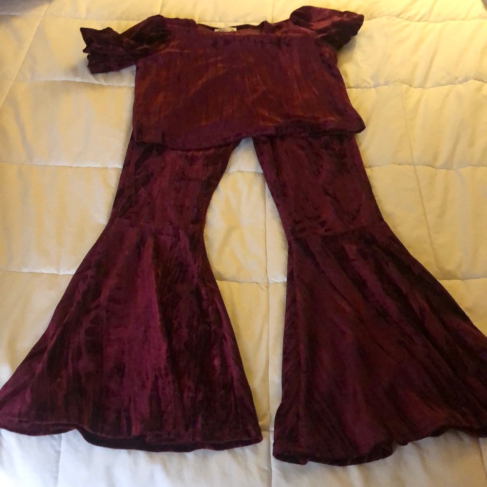 Gorgeous velvet pants outfit in Maroon